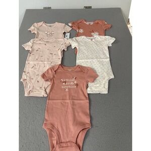 Carter's Bodysuits Girls 24 Months Pink Peach Floral 5-Pack Short Sleeve Snap